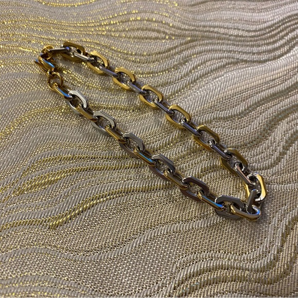 Set of 2 💛 Two-tone Bow Heart Earring Chain Link Bracelet Dual Tone Plated Steel - Picture 10 of 10